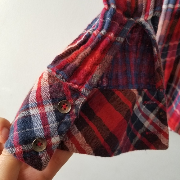 Free People Magical Plaid Embroidered Button Down Shirt Small - Picture 8 of 13